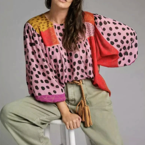 anthropologie BL-NK LONDON miranda peasant blouse S M - Picture 4 of 16